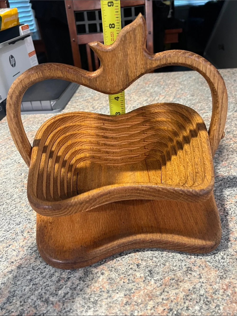 Handcrafted Wooden Apple Basket - Brown